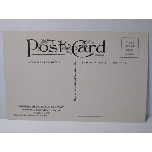 Railroad Postcard Virginia Blue Ridge Railway Steam Train Locomotive Number 7 - Picture 2 of 2